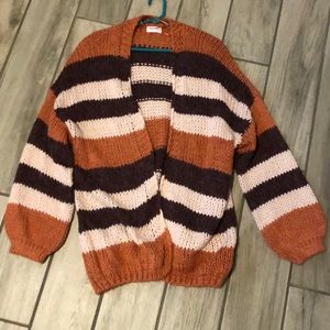 Pink lily striped cardigan